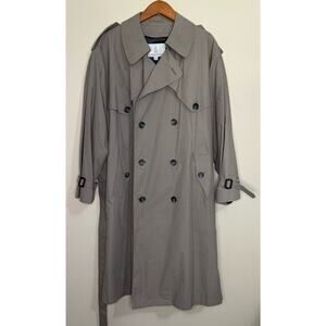 London Fog Belted Trench Coat Men's Size 42 Short Zip-out Liner Grayish-Tan